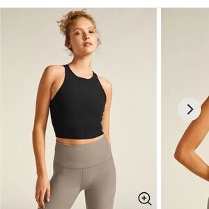 Beyond Yoga Focus Cropped Tank- Darkest Night - XS / Black